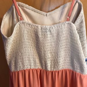 Coral and lace dress